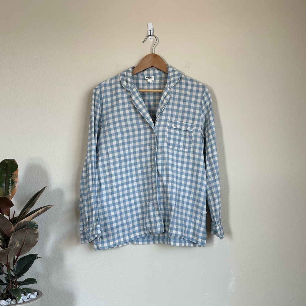 Piglet In Bed Linen Gingham Pajama Top